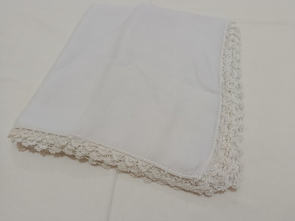 boncuk oyalı çeyizlik tülbent - Görsel 2