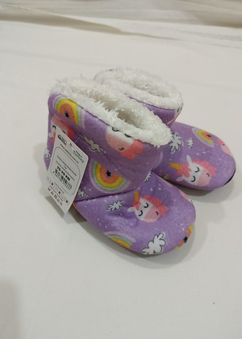 Mor Unicorn Desenli Kız Çocuk Sıcak Ev Terliği - Görsel 3