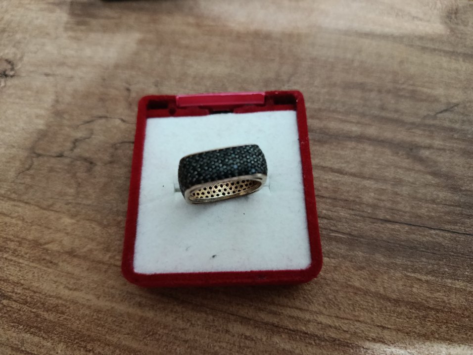 Siyah taşlı 925 ayar gümüş yüzük - Görsel 2