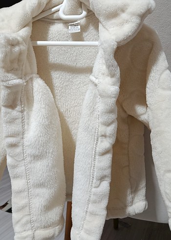 Kız Çocuk Krem Renk Peluş Mont - Görsel 2