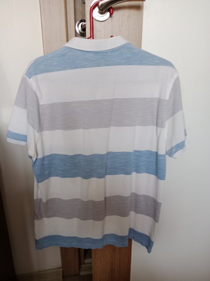 Erkek Gri Beyaz Çizgili Polo Tişört - Görsel 3