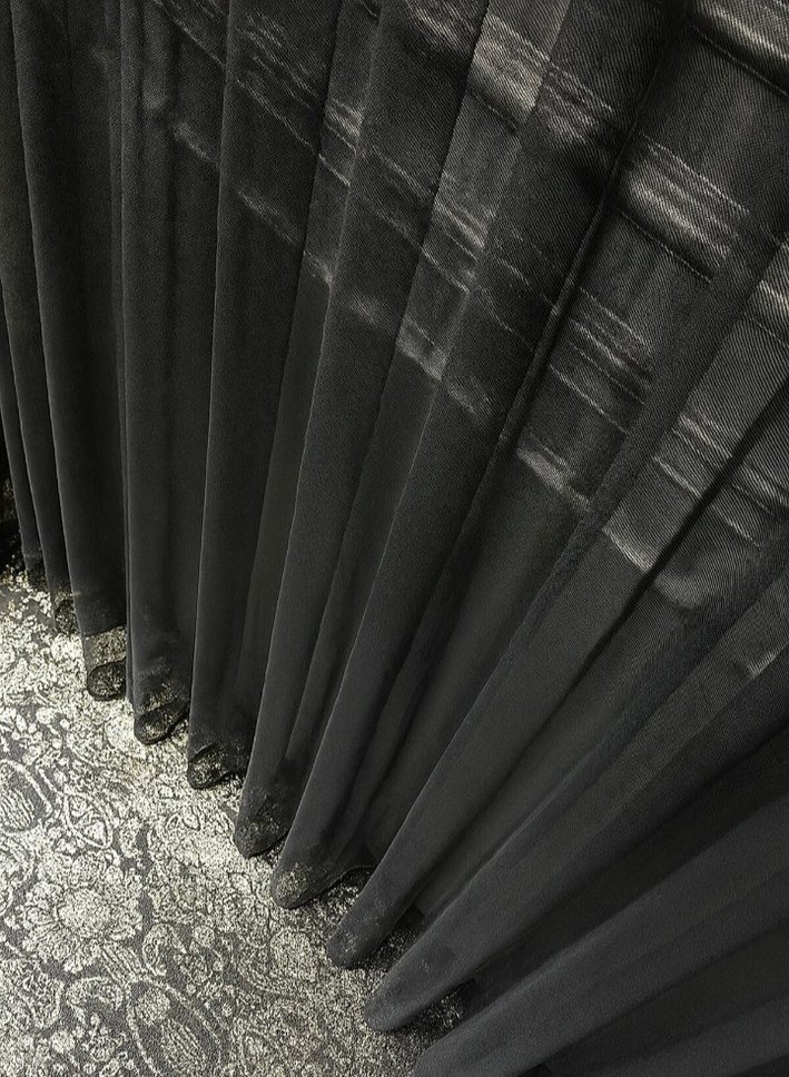 Siyah Grek Tül Perde 1/2 Seyrek Pile - Görsel 2