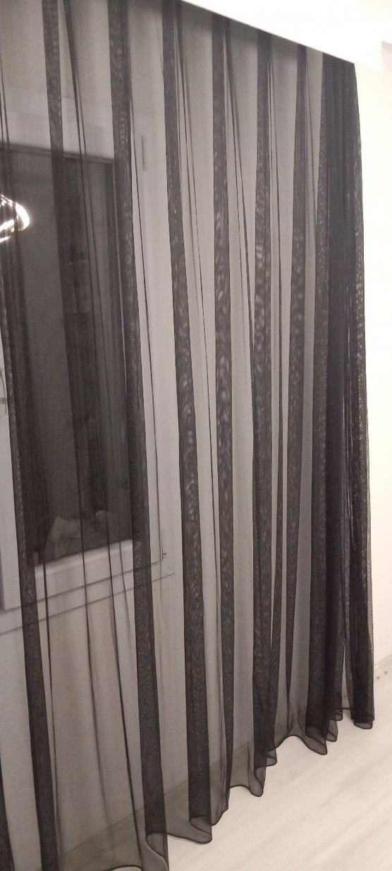 Siyah Grek Tül Perde 1/2 Seyrek Pile - Görsel 3