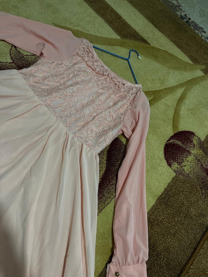 Pudra Uzun Kollu Bohem Kadın Elbise - Görsel 2