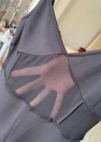 s Beden BERSHKA V Yaka Tül Detaylı Tulum