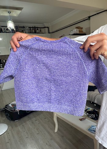 s Beden mor Renk Mor kısa Kollu Crop Top