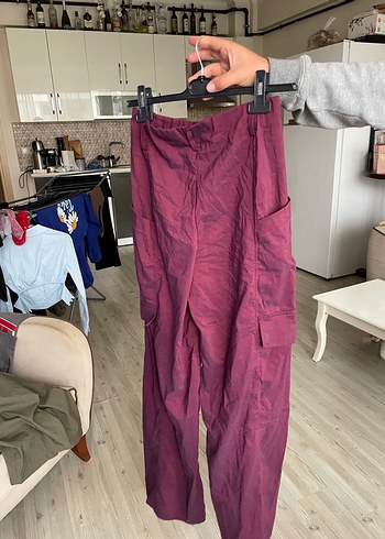s Beden bordo Renk Bordo Kadın Vintage Salaş Pantolon