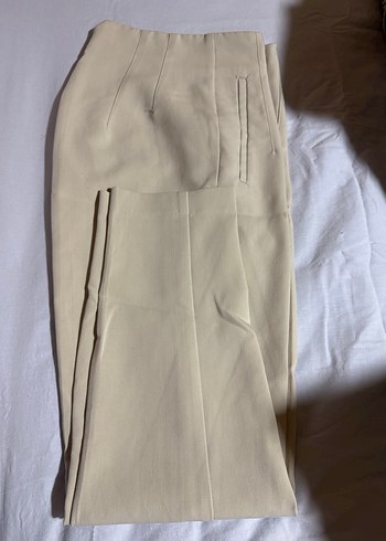 Zara Kadın Bej Midi Kumaş Pantolon