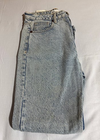 Zara Gri Loose Fit Midi Denim Kadın Jean