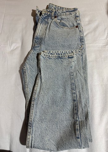 36 Beden Zara Gri Loose Fit Midi Denim Kadın Jean