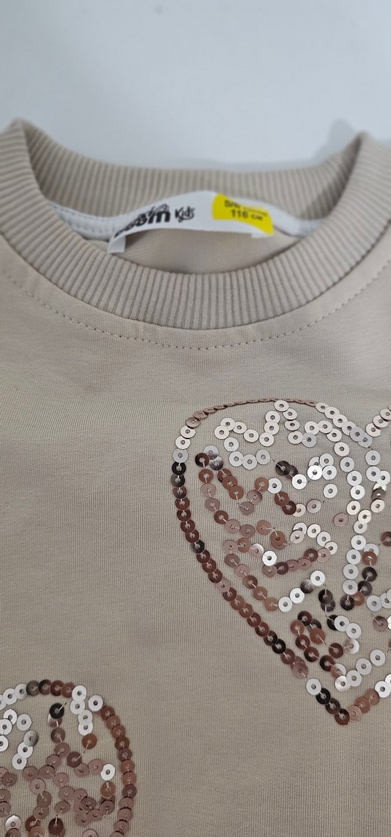 Bej Payetli Nakışlı Kız Eşofman Takımı - Görsel 5