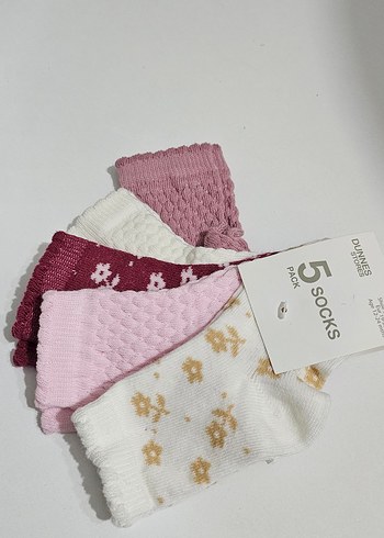 Kız Çocuk Nakışlı Örgü Çorap 5'li Paket - Görsel 4