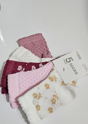 Kız Çocuk Nakışlı Örgü Çorap 5'li Paket - Görsel 3