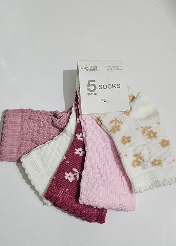 Kız Çocuk Nakışlı Örgü Çorap 5'li Paket - Görsel 2