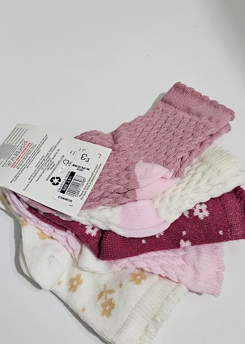 Kız Çocuk Nakışlı Örgü Çorap 5'li Paket - Görsel 6