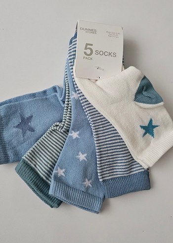 Kız Çocuk Mavi Pamuklu Desenli Çorap 5'li - Görsel 3