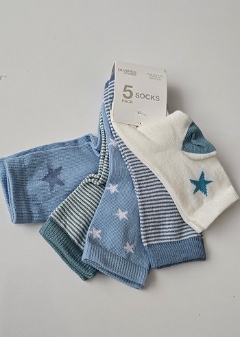 Kız Çocuk Mavi Pamuklu Desenli Çorap 5'li - Görsel 2