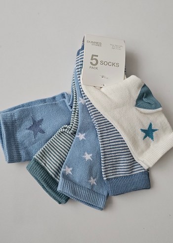 Kız Çocuk Mavi Pamuklu Desenli Çorap 5'li - Görsel 4