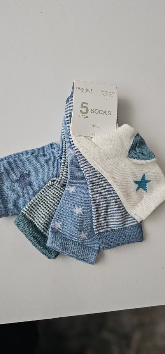 Kız Çocuk Mavi Pamuklu Desenli Çorap 5'li - Görsel 3