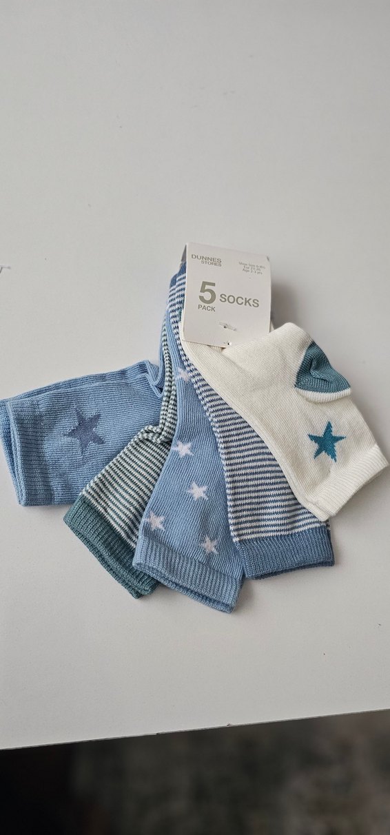 Kız Çocuk Mavi Pamuklu Desenli Çorap 5'li - Görsel 2