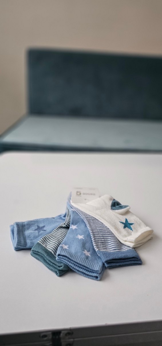 Kız Çocuk Mavi Pamuklu Desenli Çorap 5'li - Görsel 5