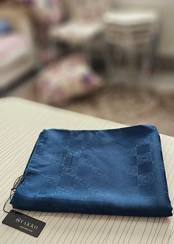 Vakko Mavi Kadın Saten Şal - Görsel 6