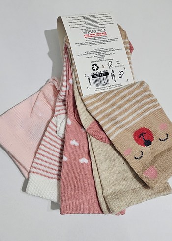 Kız Çocuk Pastel Renkli 5'li Desenli Çorap Seti - Görsel 4