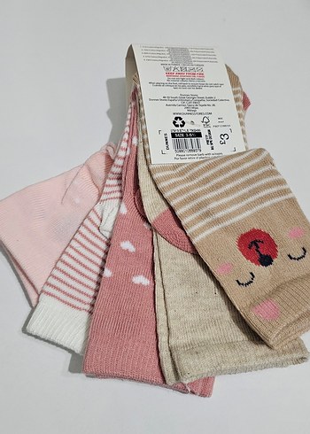 Kız Çocuk Pastel Renkli 5'li Desenli Çorap Seti - Görsel 3