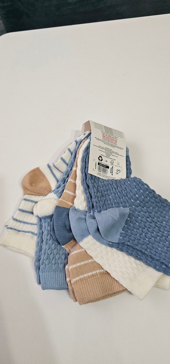 Pastel Mavi Pamuklu Kız Çorabı 5'li Paket - Görsel 2