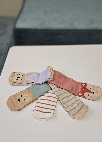 Nakışlı Çok Renkli Kız Çorapları Pamuk - Görsel 3