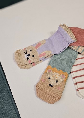 Nakışlı Çok Renkli Kız Çorapları Pamuk - Görsel 5