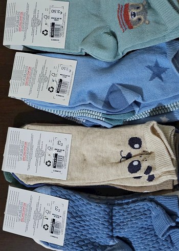 Kız Çocuk Mavi Nakışlı Pamuklu Çorap Seti - Görsel 3