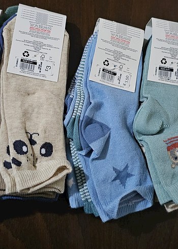 Kız Çocuk Mavi Nakışlı Pamuklu Çorap Seti - Görsel 4