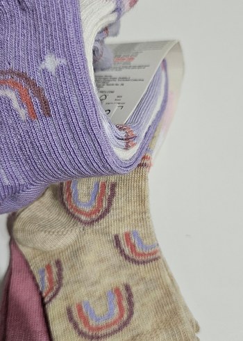 Kız Çocuk Çok Renkli Yün Çorap Seti - Görsel 7