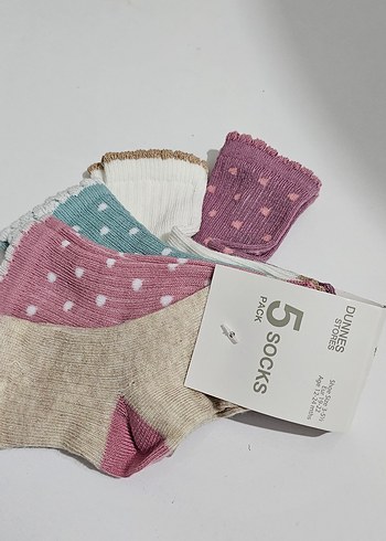 Kız Çocuk Çok Renkli Pamuklu Çorap 5'li Paket - Görsel 2