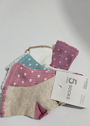 Kız Çocuk Çok Renkli Pamuklu Çorap 5'li Paket - Görsel 3