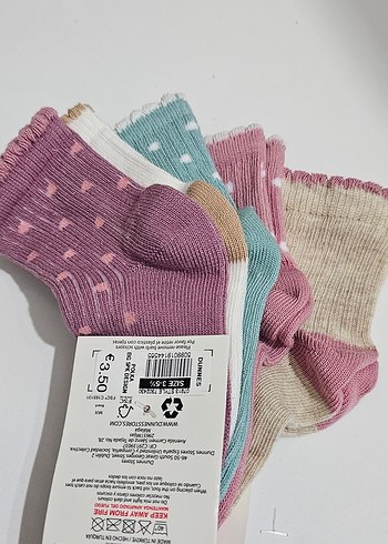 Kız Çocuk Çok Renkli Pamuklu Çorap 5'li Paket - Görsel 6