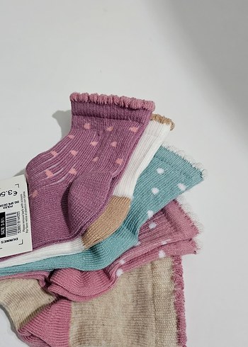 Kız Çocuk Çok Renkli Pamuklu Çorap 5'li Paket - Görsel 4