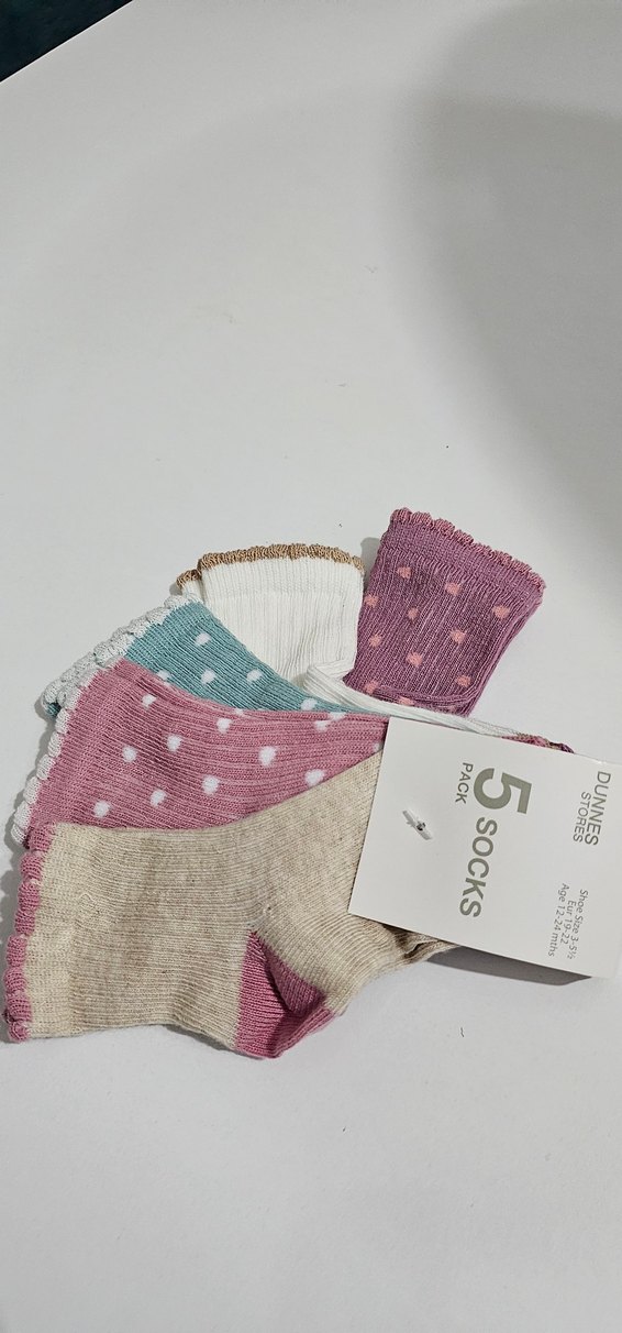 Kız Çocuk Çok Renkli Pamuklu Çorap 5'li Paket - Görsel 3