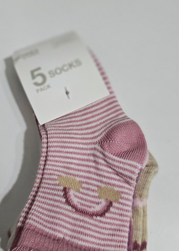 Kız Çocuk Nakışlı Pamuklu Çorap Seti 5'li - Görsel 5