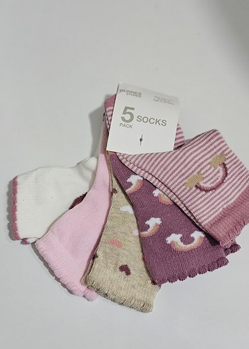 Kız Çocuk Nakışlı Pamuklu Çorap Seti 5'li - Görsel 3