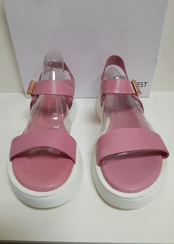 SIFIR NİNE WEST' Pembe Bantlı Kadın Dolgu Topuklu Sandalet