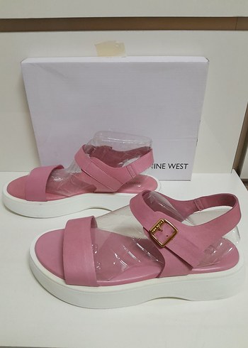40 Beden pembe Renk SIFIR NİNE WEST' Pembe Bantlı Kadın Dolgu Topuklu Sandalet