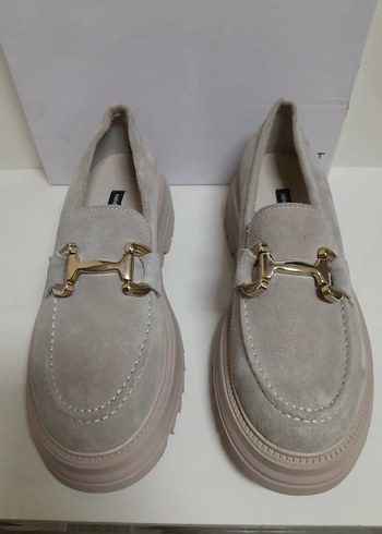 NİNE WEST 40 gri Süet Kadın Loafer Blok Topuklu