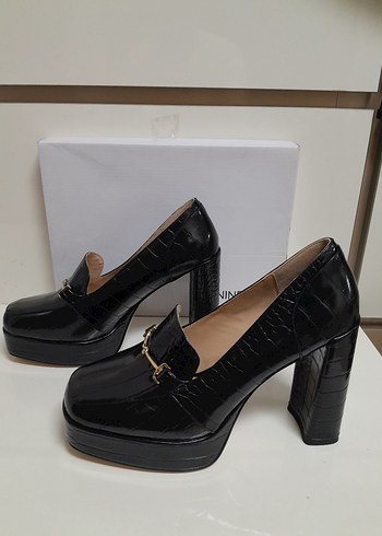 NİNE WEST 40 Kadın Siyah Parlak Deri Platform Topuklu Ayakkabı - Görsel 6