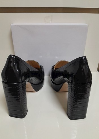 NİNE WEST 40 Kadın Siyah Parlak Deri Platform Topuklu Ayakkabı - Görsel 7