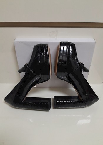 NİNE WEST 40 Kadın Siyah Parlak Deri Platform Topuklu Ayakkabı - Görsel 8