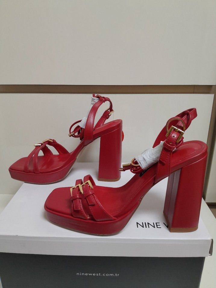 SIFIR NİNE WEST Kırmızı Platform Topuklu Kadın Ayakkabı 38 - Görsel 4