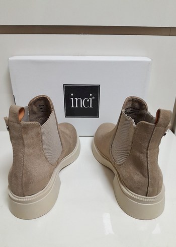 İNCİ Bej Süet Kadın Bot - Blok Topuklu 38 - Görsel 6
