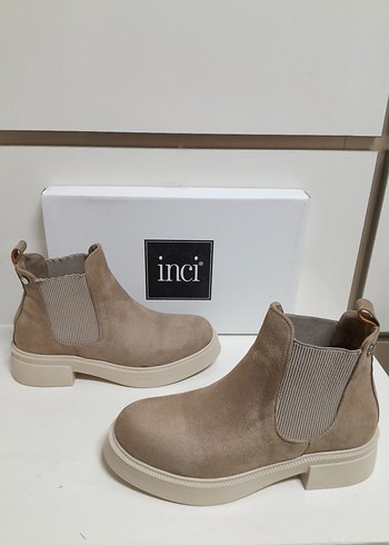 İNCİ Bej Süet Kadın Bot - Blok Topuklu 38 - Görsel 8